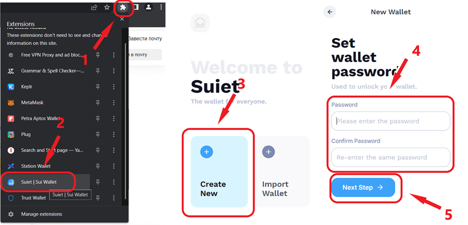 Create suiet wallet