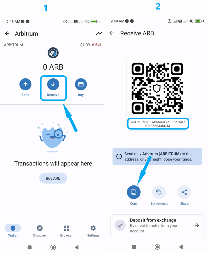 Recieve arb at trust wallet