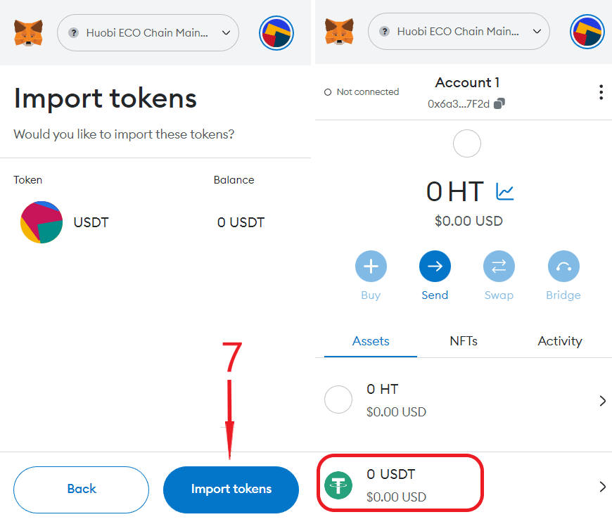 Import tokens to Metamask