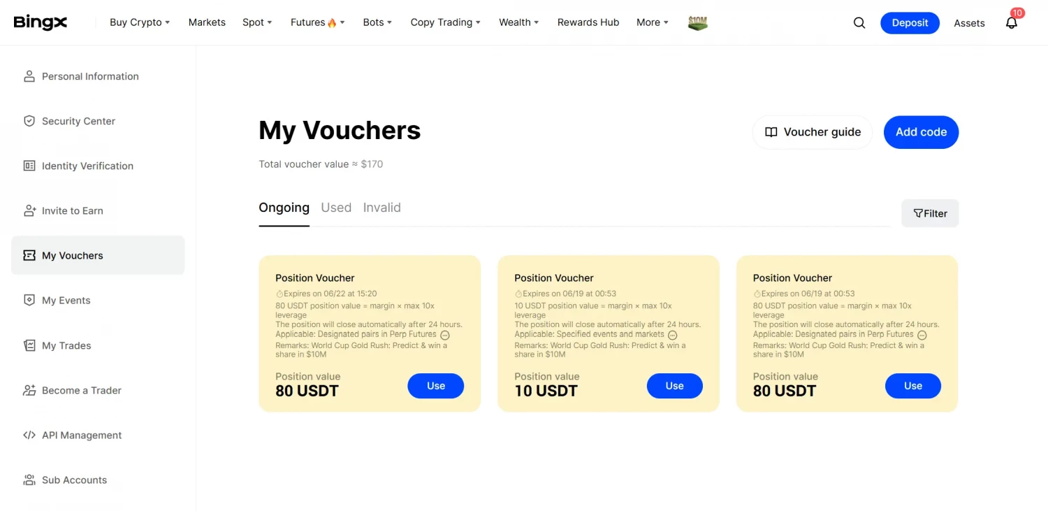 Position Vouchers on BingX